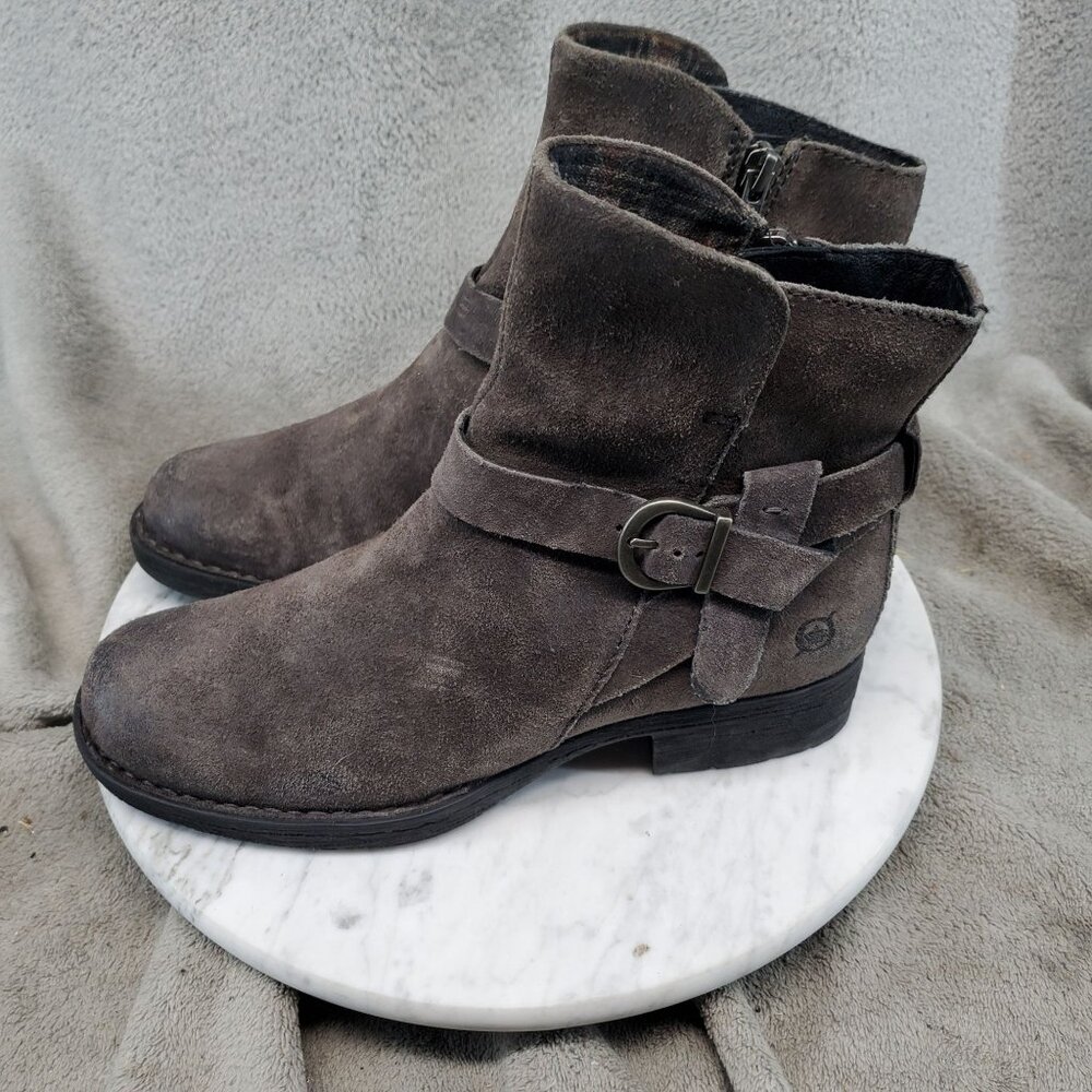 Born Shoes Womens Size 6.5 Taupe Brown Suede Syd Buckle Boots